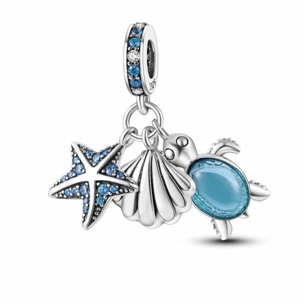 Sea Life Charm • Seashell Charm • Sea Turtle Charm • Sea Charm • Summer Charm • Pandora Style Charm • Gift for Her