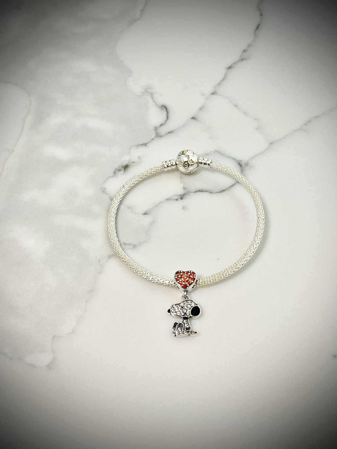 Snoopy Pandora Fit Charm Snoopy Jewelry Gift 925 Sterling Etsy