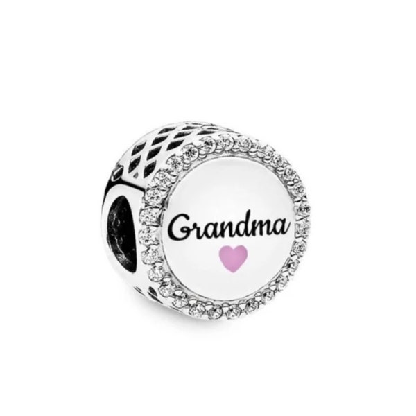 Grandma Pandora Style Charm • Grandma Charm for Bracelet • Family Jewelry • Mothers Day Gift