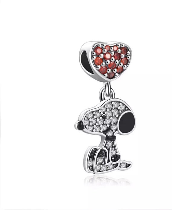 Snoopy Pandora Style Charm Snoopy Jewelry Gift 925 Sterling Etsy