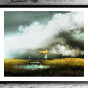Beach Art. Beach Print. Carolina Storm. Original, Mixed Media Painting. Digital Paint and Watercolor. Digital Download.