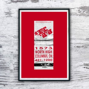 Ohio State Print, Papa Joe&#39;s Matchbook Print,  Digital Download, Art