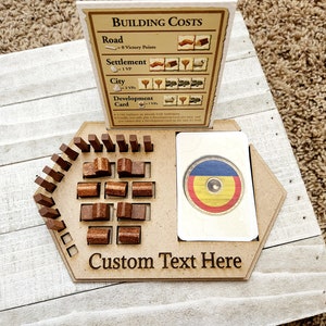 Settlers Game Piece and Card Organizer / Board Game Piece Holder / Custom Name Engraved