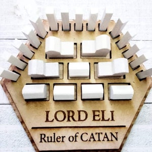 Settlers Game Piece Holder / House City and Road Holder / Fun For Gamers / Ruler of The Game / Name Customization Enabled