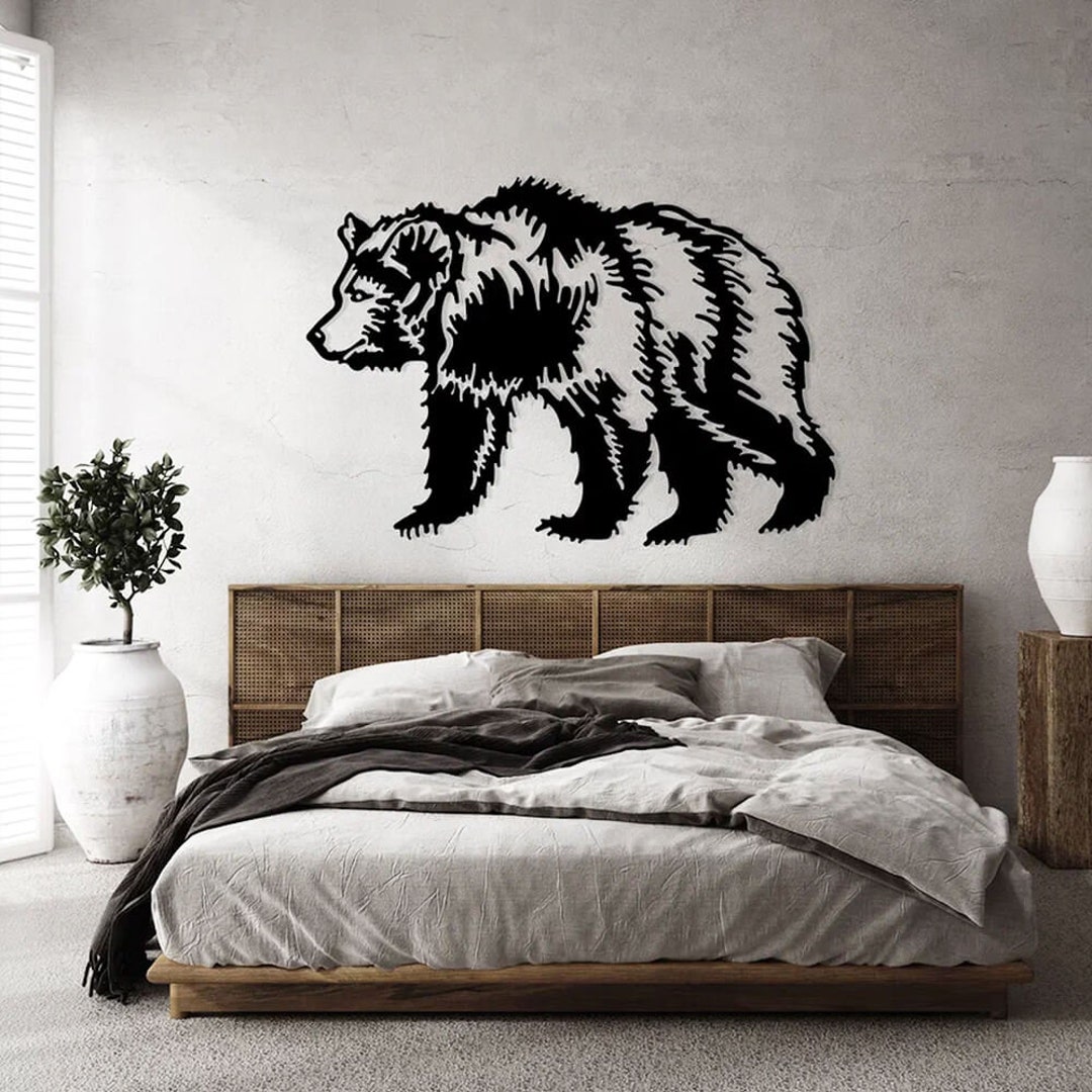 Metal Wall Art Bear Etsy