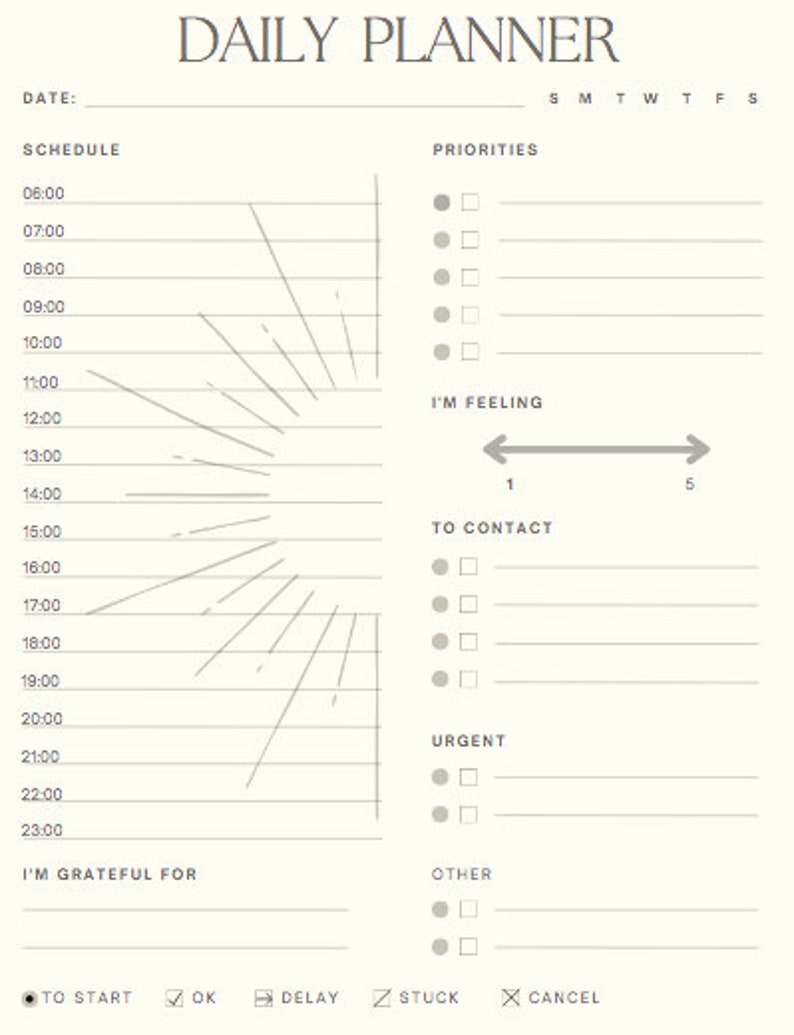 DAILY PLANNER Printable Instant Download Etsy