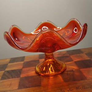 Viking Glass Amberina Compote