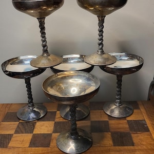 Set of 6 1950&#39;s Valero Silver Plated Goblets