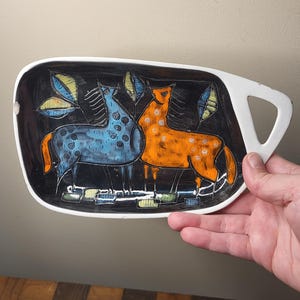 Italian Ceramic Dish With Horses AS IS
