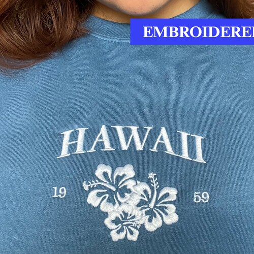Hawaii Crewneck Embroidered Vintage Surf Sweatshirt Beach - Etsy