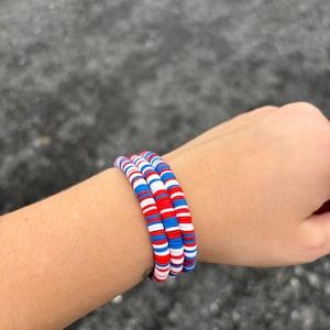 Red White & Blue Clay Bracelets | 4th of July | Patriotic Bracelet | Stackable Bracelet | Heishi Bracelet