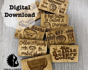 Coffee Themed Magnets - SVG - Laser Ready