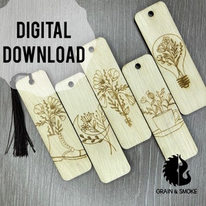 Whimsical Flower Theme Bookmarks - SVG - Laser Ready