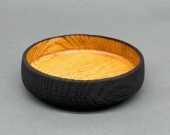 5-1/2 inch Handcrafted Shou Sugi Ban Oak Bowl - Japanese Woodworking Technique
