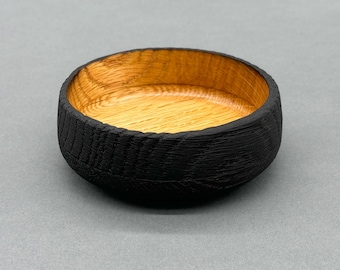 Cuenco de roble Shou Sugi Ban de 4 pulgadas hecho a mano: técnica de carpintería japonesa