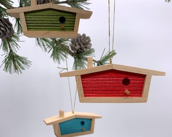 Mid-century Ranch BirdHaus Ornament - Set of 3 - Wooden - Handmade