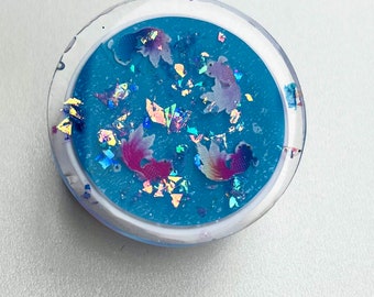 Koi Fish Theme Resin Phone Grip / blue, pink and purple  holographic *B QUALITY ITEM*