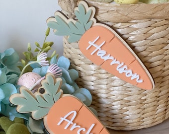 Personalized Carrot Easter Basket Tag: Plywood & Acrylic