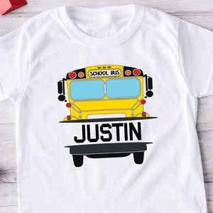 Personalized School Bus Shirt, Boys Back to School T-Shirt, Custom Child Name First Day of School, Boys Pre-K Shirt, Boys Kindergarten Tee