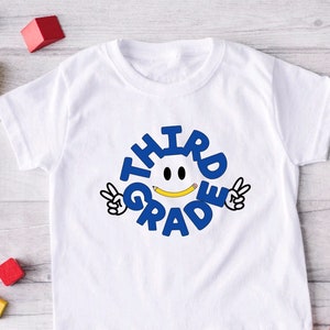 Jungen 3.Grad Shirt, Smiley T-Shirt, Peace Fingers T-Shirt, Retro 3.Grad Lehrer Shirt, Retro Back to School Shirt, erster Schultag