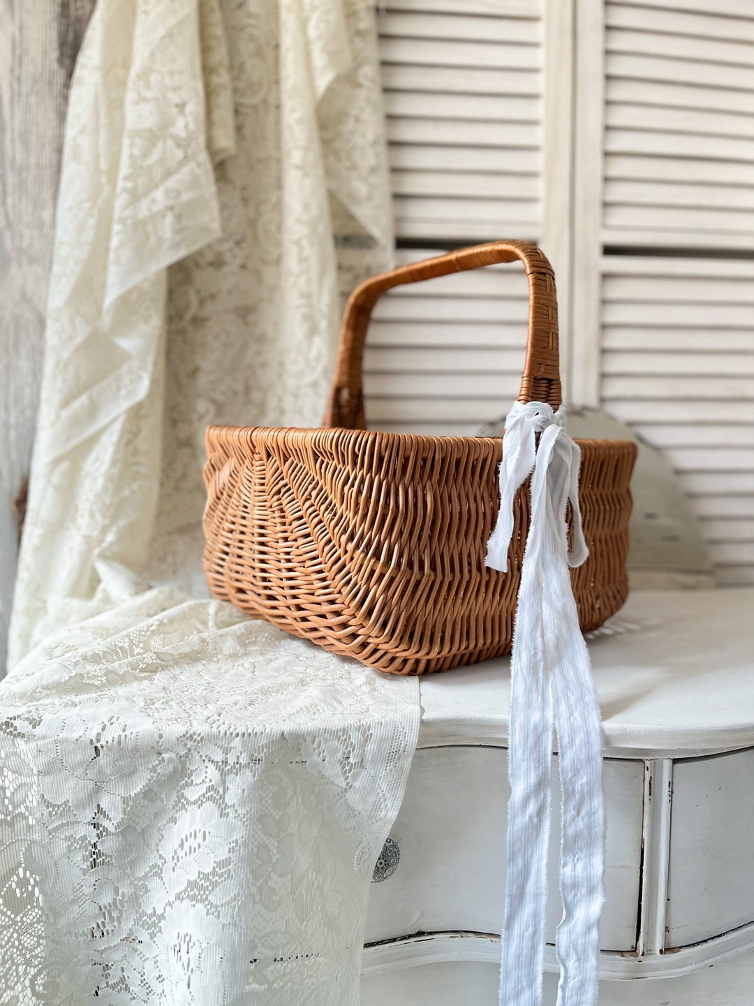 Vintage Market Basket Etsy