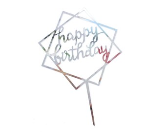 Silber Tortendeko, Tortendekoration, Party Kuchendekoration, Geburtstagskuchendekoration, Happy Birthday Cake Topper, Geburtstagsdeko