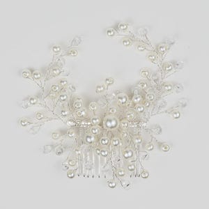 Silver Pearl Bridal Hair Comb – Crystal Wedding Hairpiece, Elegant Hair Accessory for Brides and Bridesmaids