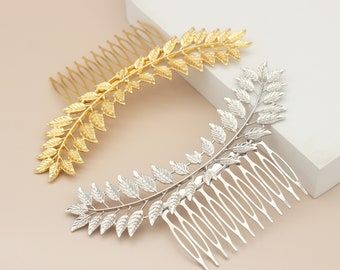 Blattgold Braut Haarkamm - Naturinspirierter Braut Haarkamm (12 cm)