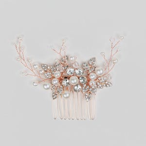 Rose Gold Bridal Hair Comb – Crystal Wedding Hairpiece, Floral Hair Accessory for Brides, Bridesmaids & Special Occasions