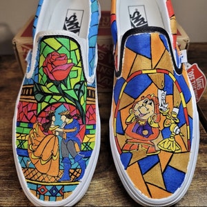 Beauty and the Beast hand painted Vans shoes