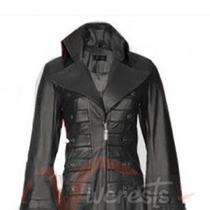 Genuine Leather Gothic Trench Coat - Military Steampunk Overcoat