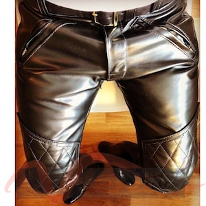 Mens Genuine Leather Quilted Pants Trousers Theme Wear Biker Trousers ...