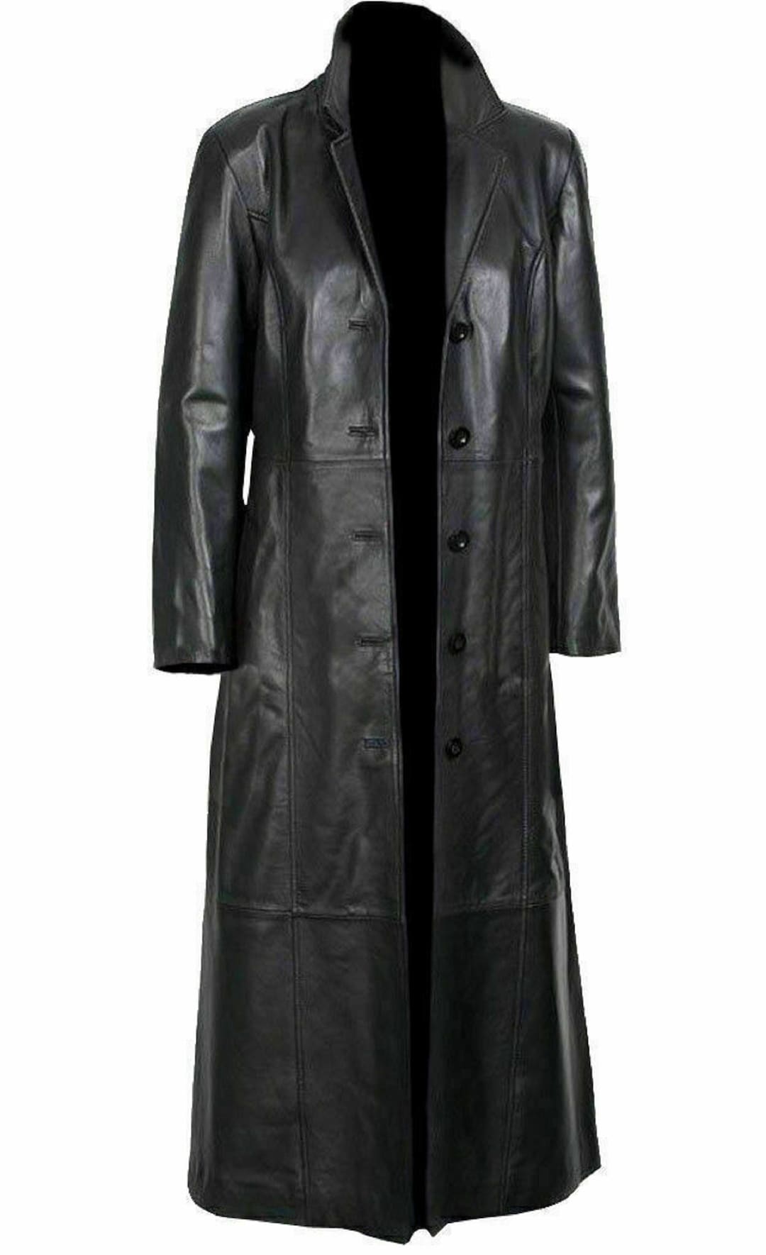 Womens Genuine Black Leather Trench Coat Steampunk Long Coat Winter ...