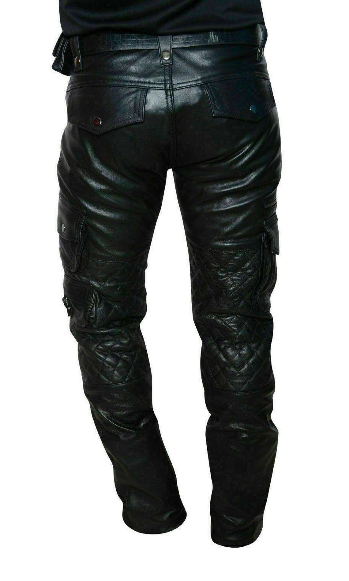 Men's Genuine Leather Cargo Trouser Pants
