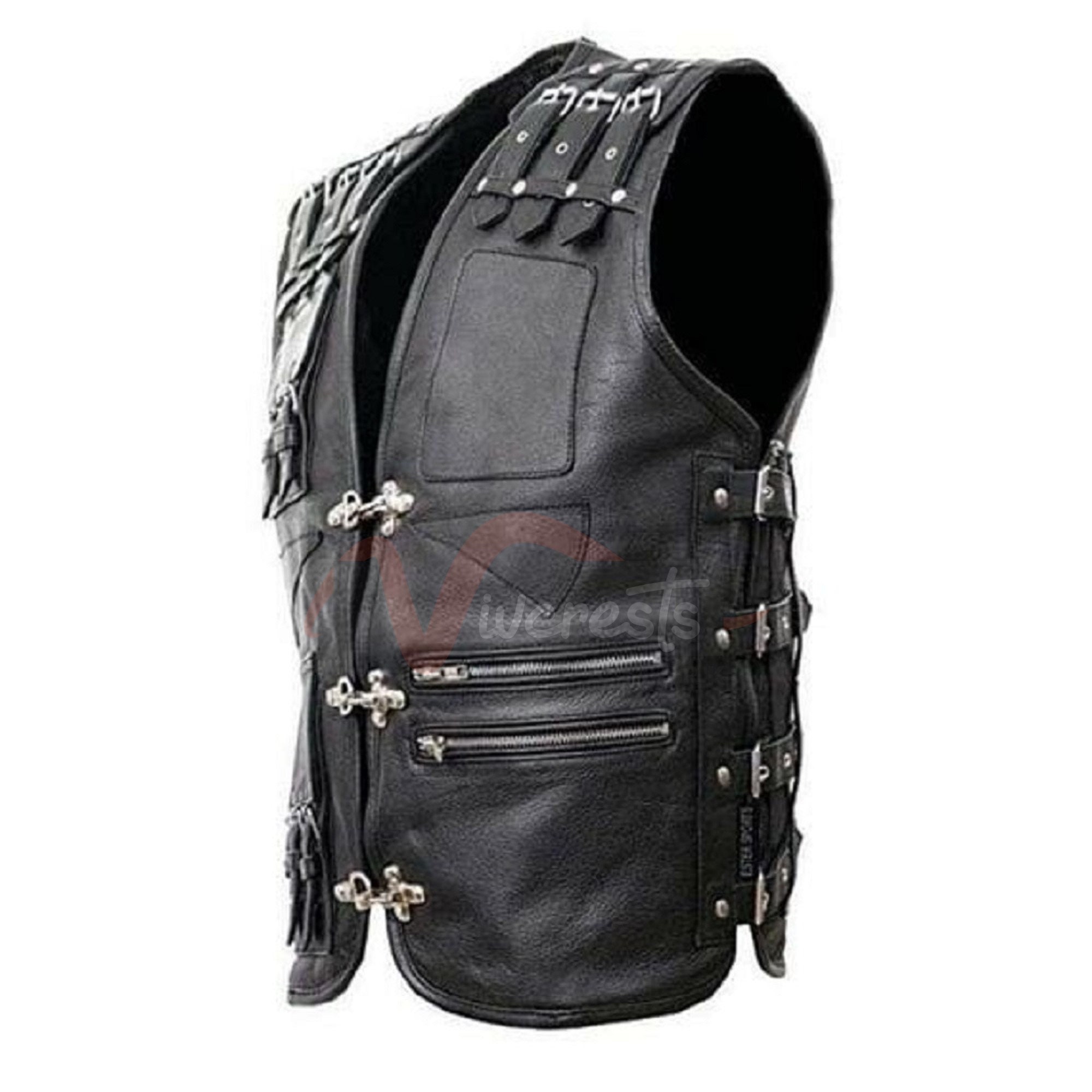 UNUSED LEATHER STRAP VEST サイズ3 ZIP FRONT VEST + LACE SIDES