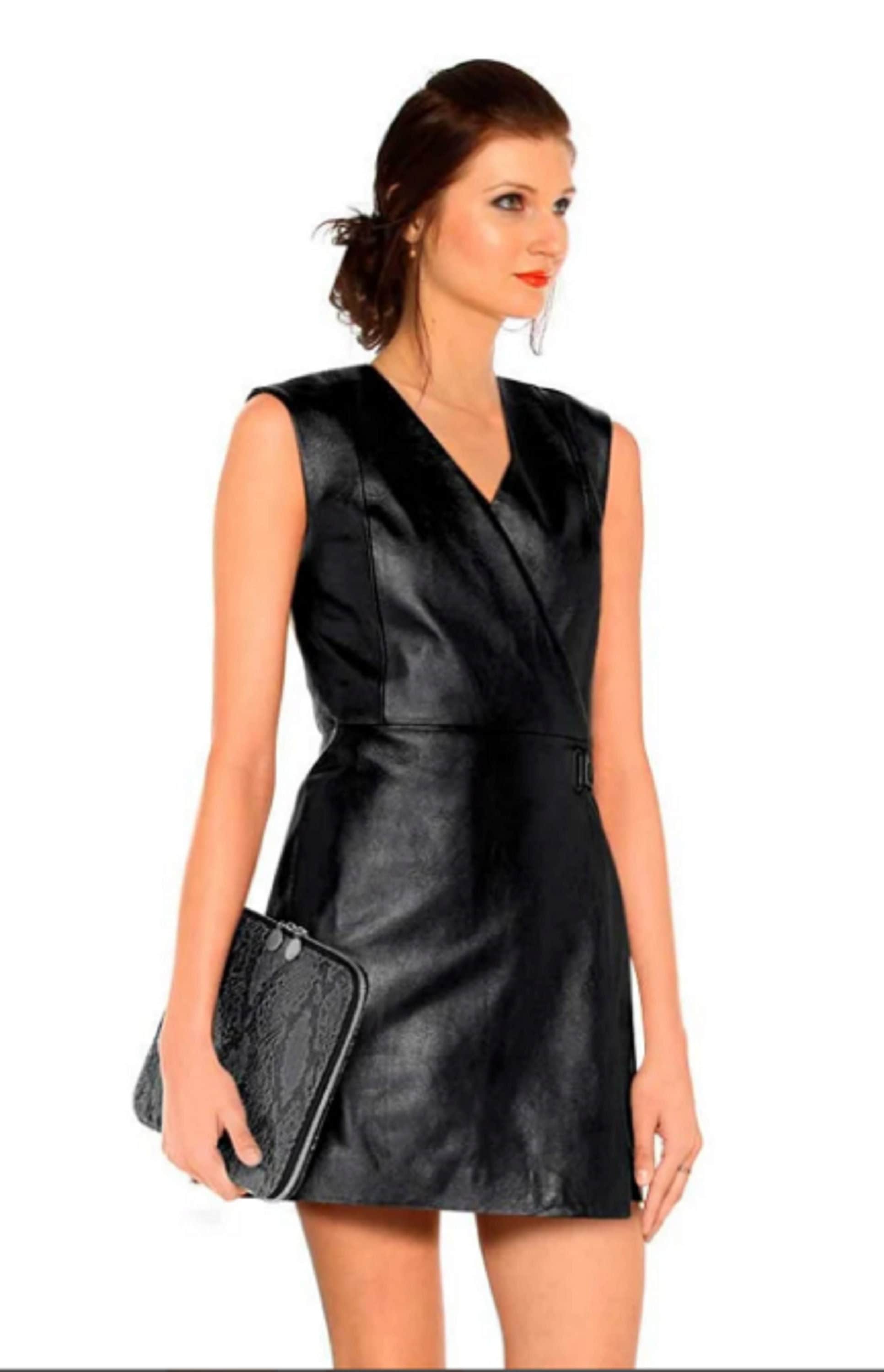 sleeveless black leather dress Black Faux Leather Sleeveless Midi Dress - Midi Dresses