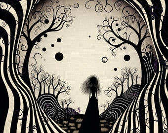 Tim Burton inspired Halloween digital background papers / junk journal / scrapbooking / cardmaking / prints / cartoon style / bright colours