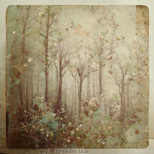 Vintage Forest (earthy tones) scrapbooking digital background paper / junk journal / scrapbooking / cardmaking / woodlands / woods / trees