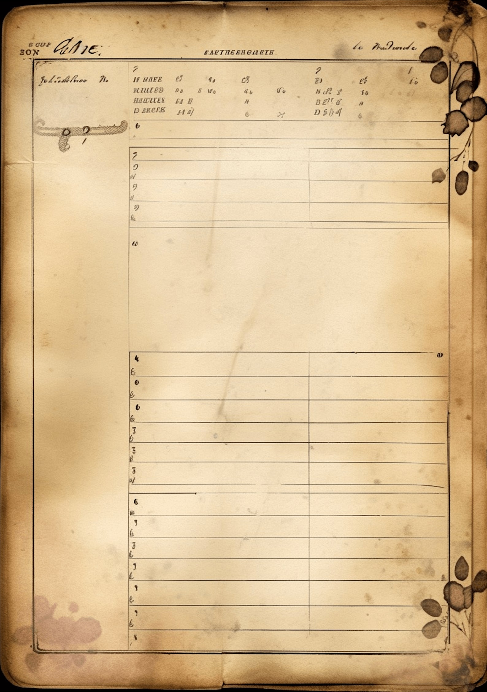 Vintage Stained Paper Planner / Note Paper Digital Background Paper ...