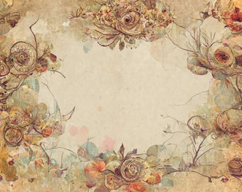 Vintage inspired Romantic Floral digital background paper / journal paper / scrapbooking / flowers / writing paper / junk journal