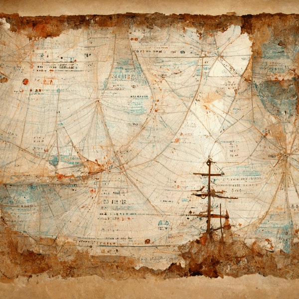 A4 Vintage Nautical exploration/navigation maps/charts / junk journal / scrapbooking / cardmaking / ocean / maritime / ships / celestial