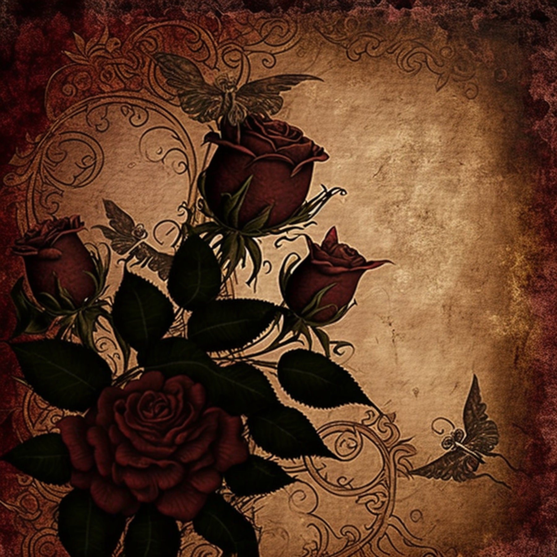 アンティーク風ジャンクジャーナル　Autumn Roses アンティーク風ジャンクジャーナル Autumn Roses