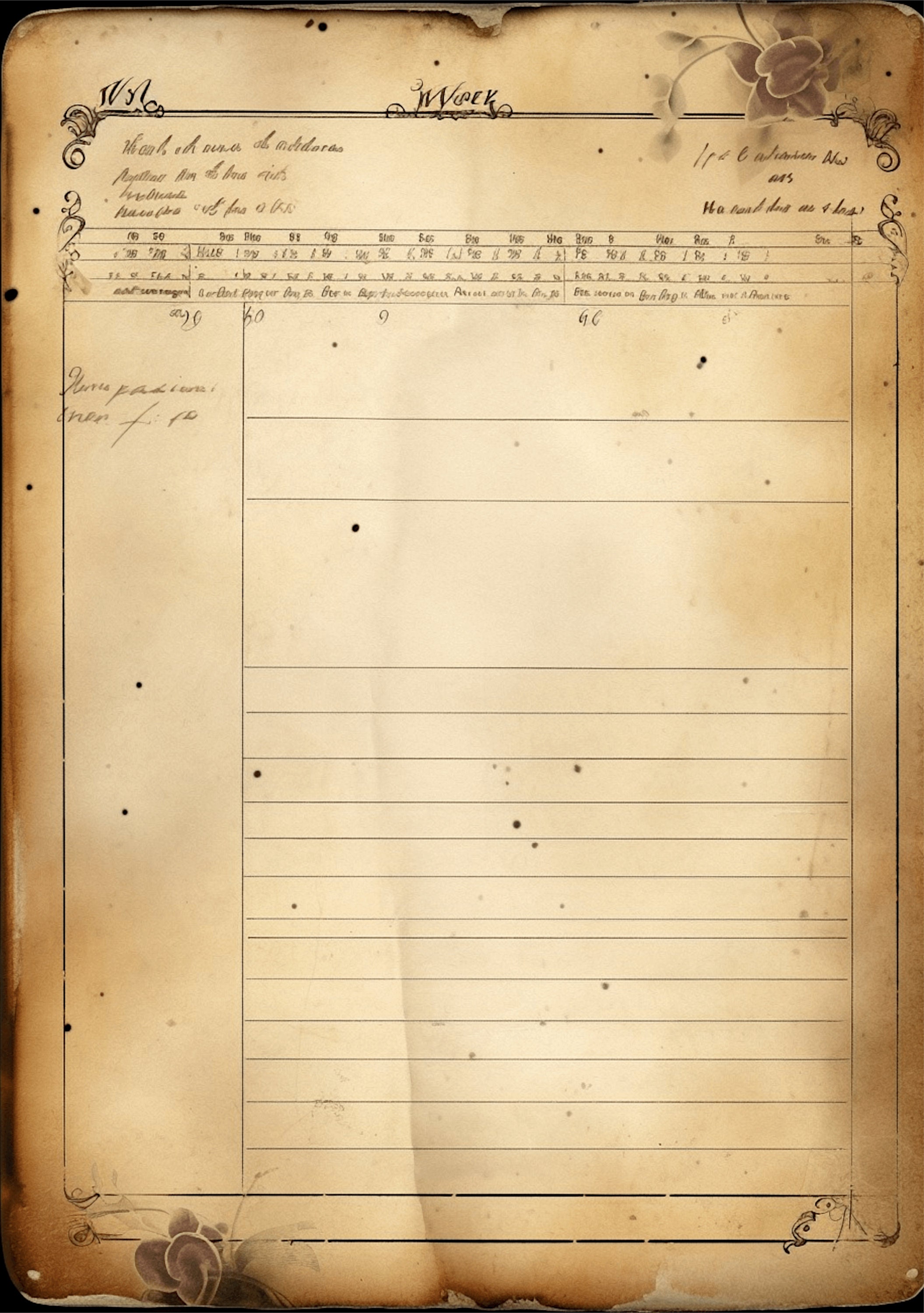 Vintage Stained Paper Planner / Note Paper Digital Background Paper ...