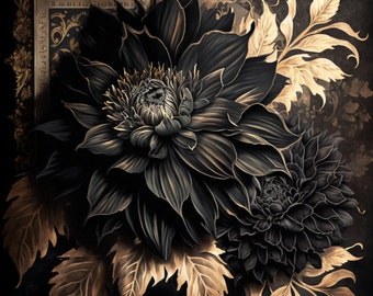 Vintage Gothic Roses and Raven Digital Background Paper