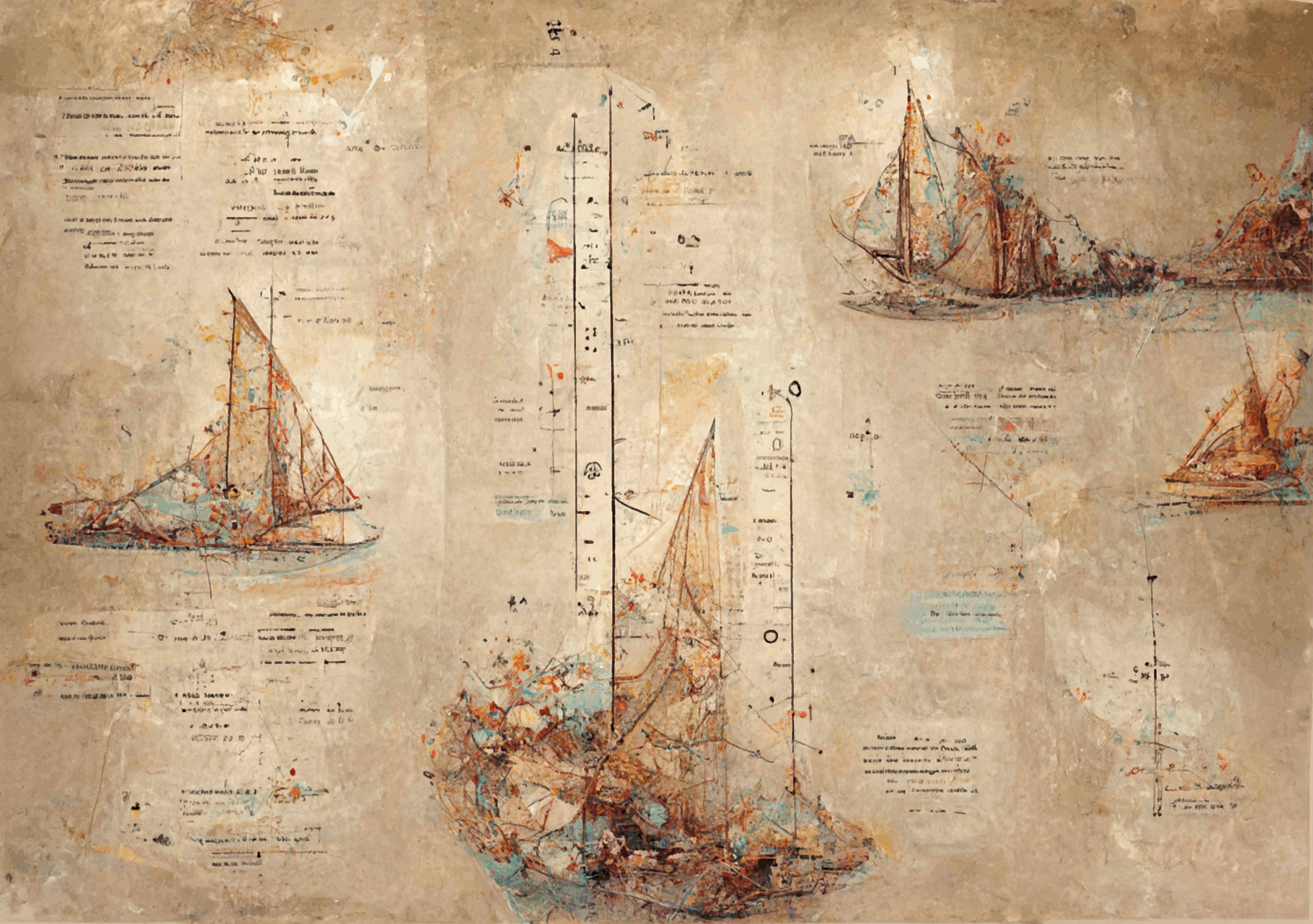 Vintage Nautical Map A4: Ocean Chart Digital Paper (digital Download ...