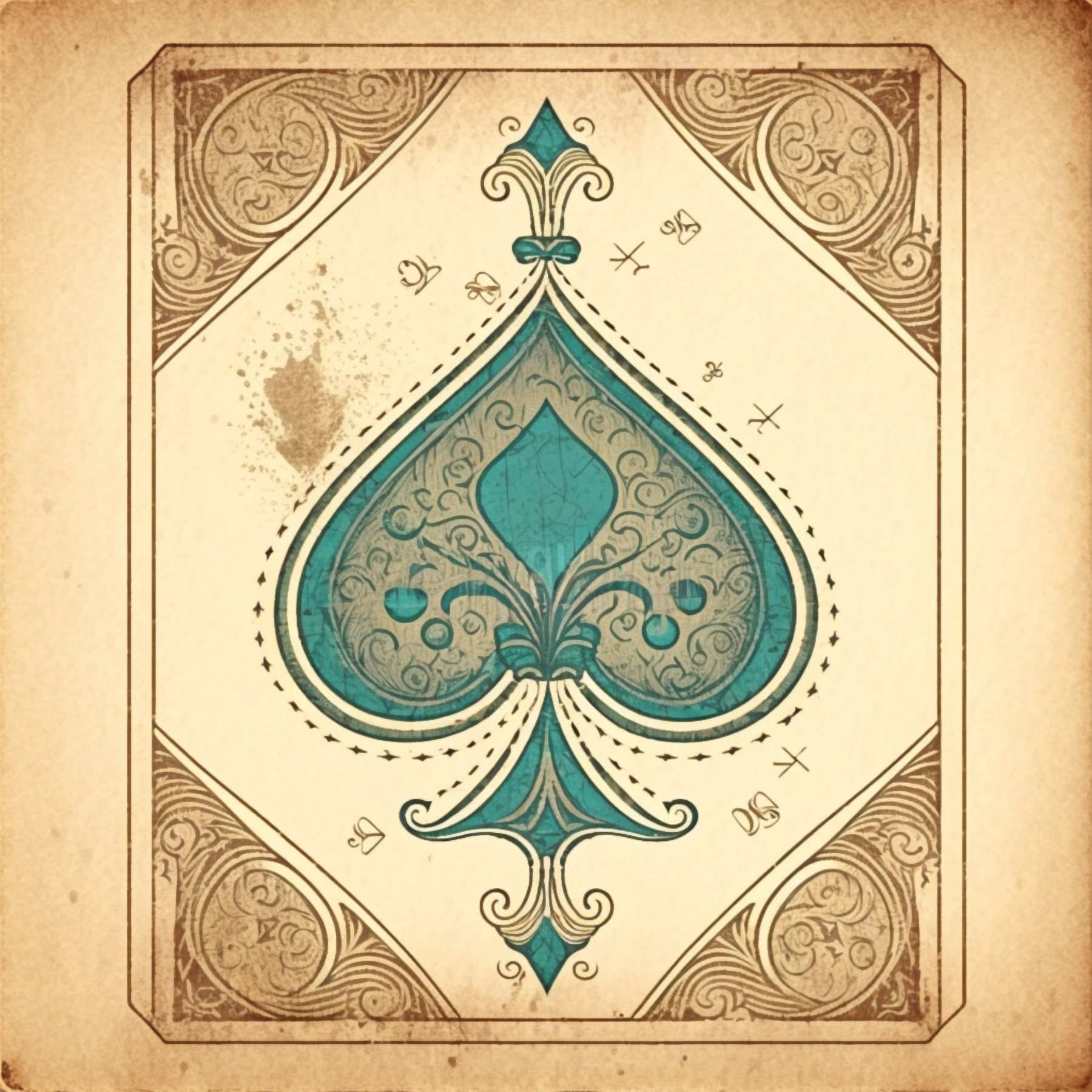 Vintage fantasy Playing Cards Digital Background Paper / Junk Journal