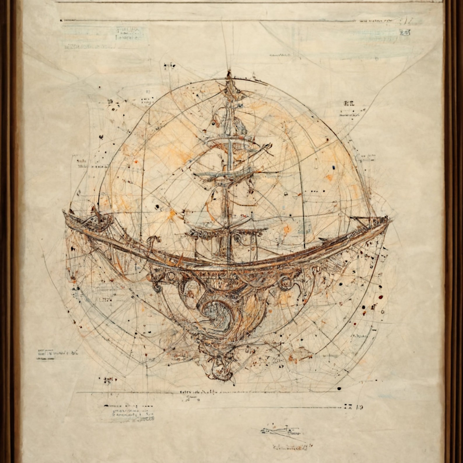 Vintage / Antique Nautical Celestial Maps Graphite Sketches on Stained ...
