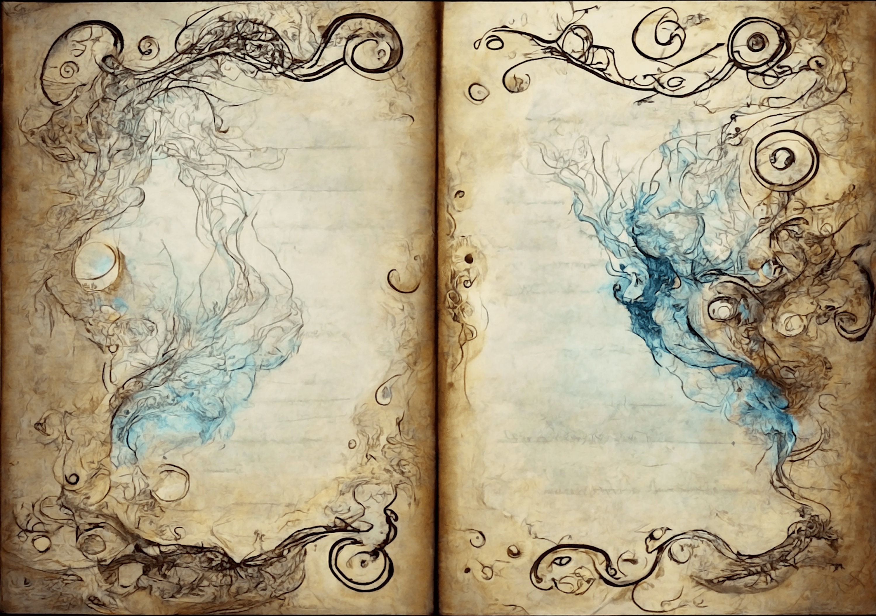 Water Grimoire Digital Paper: Vintage Spell Book Pages (A4) - Etsy