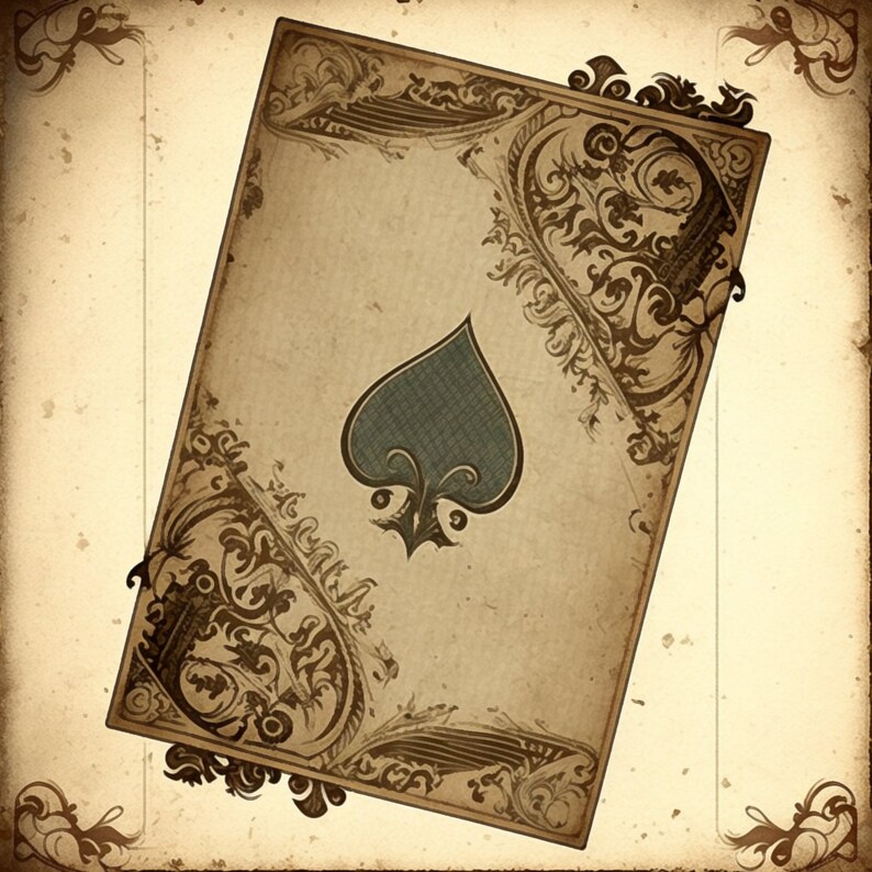 Vintage fantasy Playing Cards Digital Background Paper / - Etsy