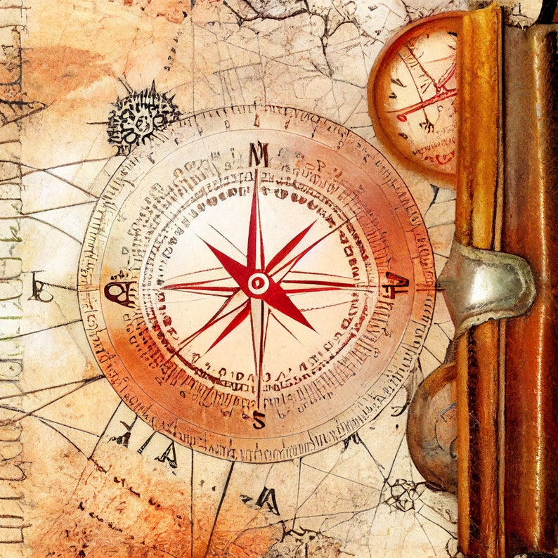 Vintage compass digital background paper / junk journal / scrapbooking / cardmaking / navigation / wind rose / map / globe / mercator image 6